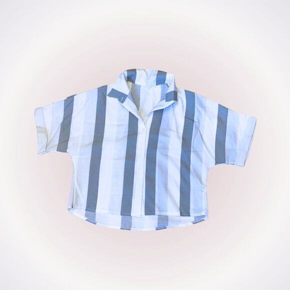 Casual Striped Button-Down Collared Shirt | Sz M (No Size Tag) - Picture 1 of 5